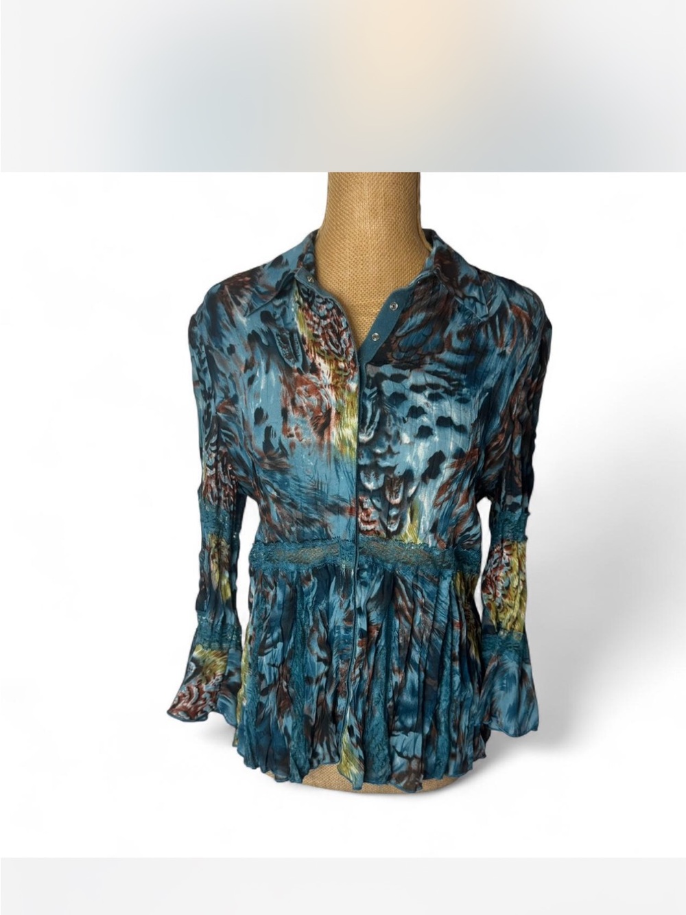 Jaipur Teal Multi-Print Peasant Tunic